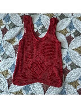 Red crochet tank top with a boho vibe no tags size M/L summer fairy beach
